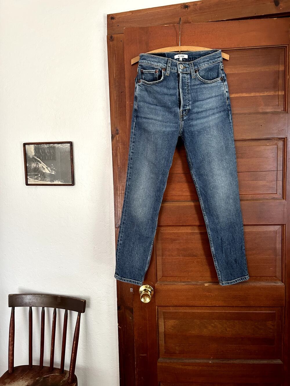 RE/DONE 90s High Rise Ankle Crop Jeans Button Fly Size 26